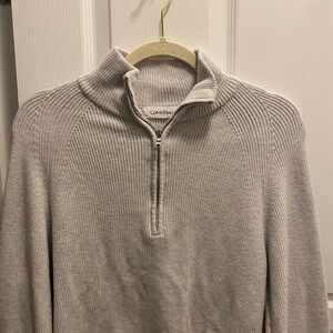 Calvin Klein Gray Quarter-Zip Sweater
